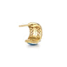 Mosaic - 14K White and Yellow Gold Bujukan Diamond J Hoop Earrings with Blue and Dust Blue and White Enamel - 0.16 ct