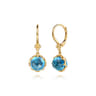 Mosaic - 14K Yellow Gold Bujukan Blue Topaz Clover Drop Earrings with Dusk Blue Enamel