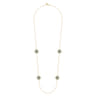 Mosaic - 14K Yellow Gold Bujukan Diamond and Blue Topaz Station Necklace with Blue and Dust Blue and White Enamel - 0.18 ct