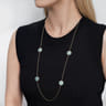 Mosaic - 14K Yellow Gold Bujukan Diamond and Blue Topaz Station Necklace with Blue and Dust Blue and White Enamel - 0.18 ct