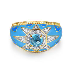 Mosaic---14K-Yellow-Gold-Bujukan-Diamond-and-Blue-Topaz-Wide-Band-with-Blue-and-Dust-Blue-and-White-Enamel1