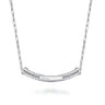 Mosaic - 14K Yellow Gold and 925 Sterling Silver Bujukan Clover Bar Necklace with White and Dusk Blue Enamel