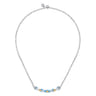 Mosaic - 14K Yellow Gold and 925 Sterling Silver Bujukan Clover Bar Necklace with White and Dusk Blue Enamel