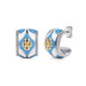 Mosaic - 14K Yellow Gold and 925 Sterling Silver Bujukan Clover Pendant Necklace with White and Dusk Blue Enamel