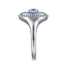 Mosaic - 925 Sterling Silver Bujukan White Sapphire and Blue Sapphire Signet Ring with Blue and Dust Blue and White Enamel