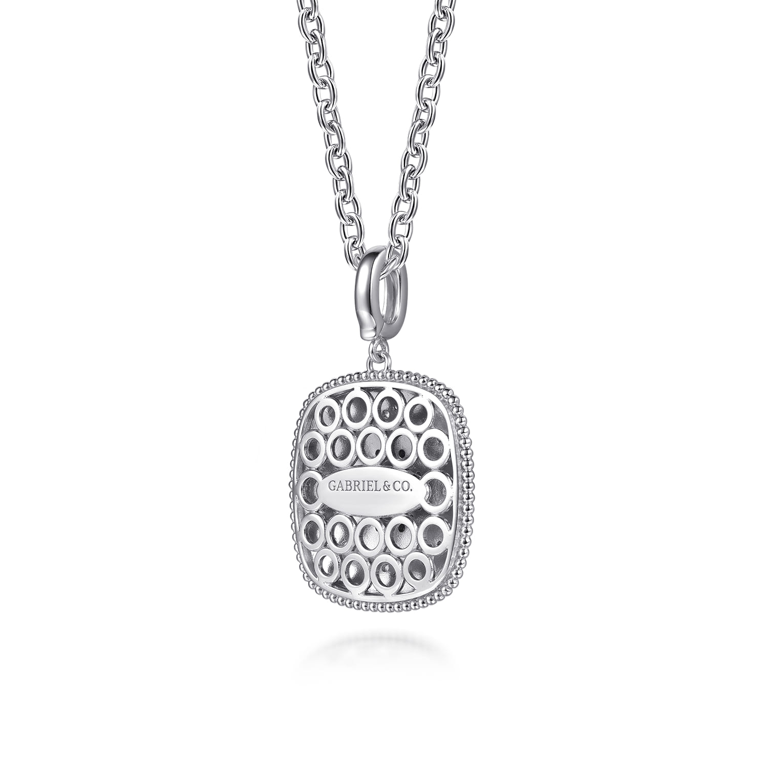Mosaic - 925 Sterling Silver Bujukan White Sapphire and Blue Topaz Necklace with Blue and Dust Blue Enamel - Shot 2