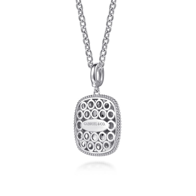 Mosaic - 925 Sterling Silver Bujukan White Sapphire and Blue Topaz Necklace with Blue and Dust Blue Enamel - Shot 2