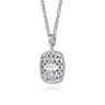 Mosaic - 925 Sterling Silver Bujukan White Sapphire and Blue Topaz Necklace with Blue and Dust Blue Enamel