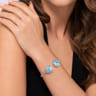 Mosaic - 925 Sterling Silver Bujukan White Sapphire and Blue Topaz Open Bangle with Blue and Dust Blue Enamel
