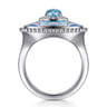 Mosaic - 925 Sterling Silver Bujukan White Sapphire and Blue Topaz Signet Ring with Blue and Dust Blue Enamel