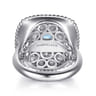 Mosaic - 925 Sterling Silver Bujukan White Sapphire and Blue Topaz Signet Ring with Blue and Dust Blue Enamel