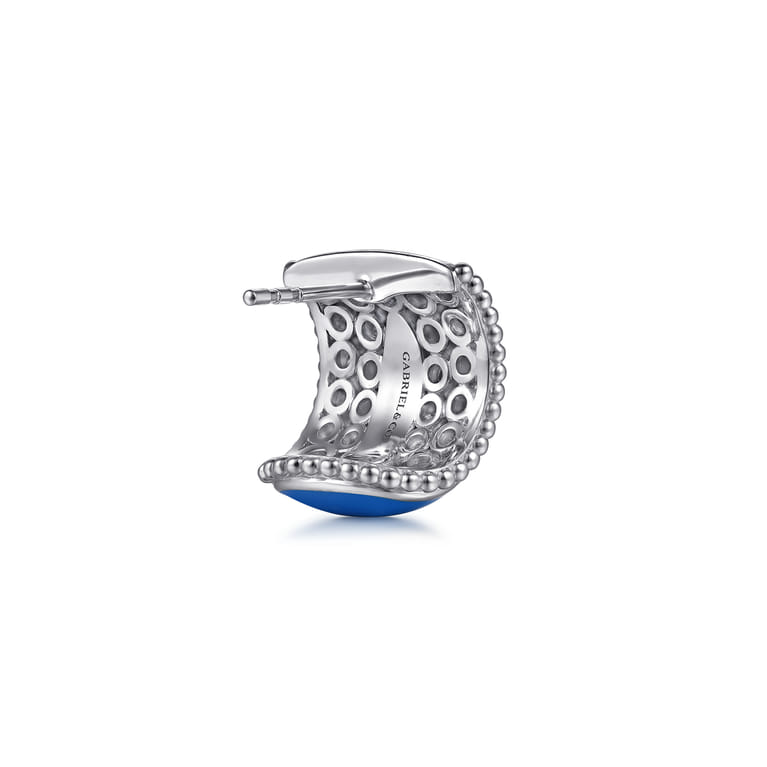 Mosaic - 925 Sterling Silver Bujukan White Sapphire and Sapphire J Joop Earrings with Blue and Dust Blue and White Enamel - Shot 2