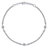 Multi Row 925 Sterling Silver Chain Ankle Bracelet with White Sapphire Marquise Stations