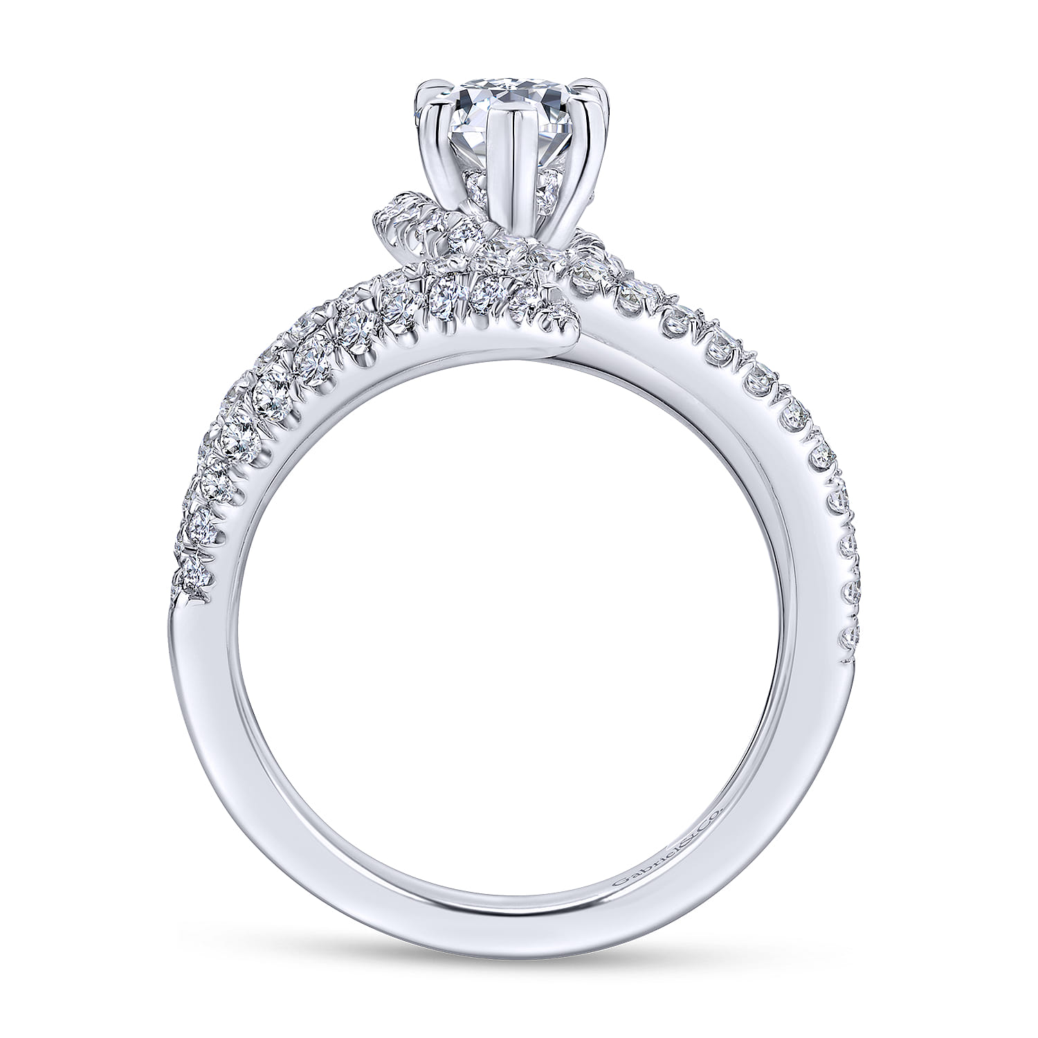Mystic - 14K White Gold Pear Shape Halo Diamond Engagement Ring