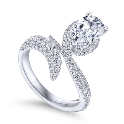 Mystic - 14K White Gold Pear Shape Halo Diamond Engagement Ring