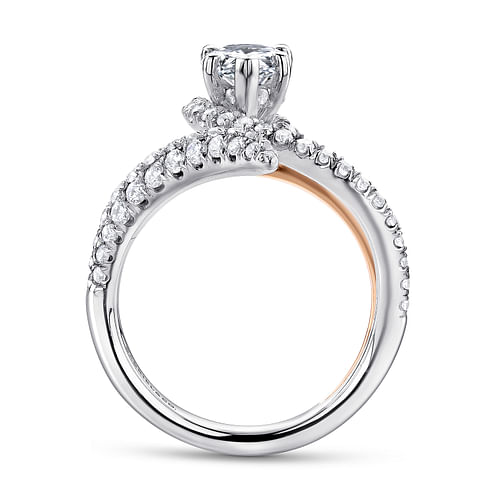 Mystic - 14K White-Rose Gold Pear Shape Halo Diamond Engagement Ring - 1.04 ct - Shot 2