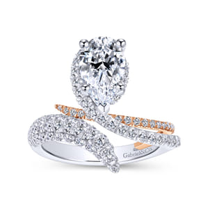 Mystic - 14K White-Rose Gold Pear Shape Halo Diamond Engagement Ring