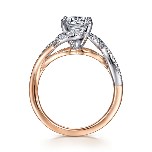 Nakia - 14K White-Rose Gold Round Diamond Engagement Ring - 0.16 ct - Shot 2