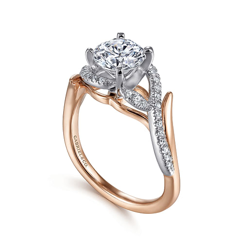 Nakia - 14K White-Rose Gold Round Diamond Engagement Ring - 0.16 ct - Shot 3