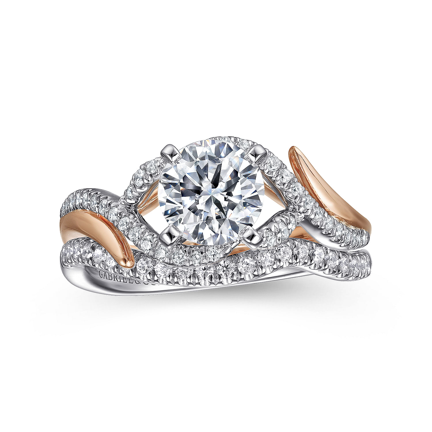 Nakia - 14K White-Rose Gold Round Diamond Engagement Ring - 0.16 ct - Shot 4