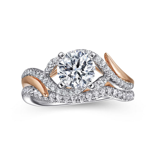 Nakia - 14K White-Rose Gold Round Diamond Engagement Ring - 0.16 ct - Shot 4