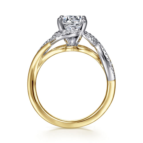 Nakia - 14K White-Yellow Gold Round Diamond Engagement Ring - 0.16 ct - Shot 2