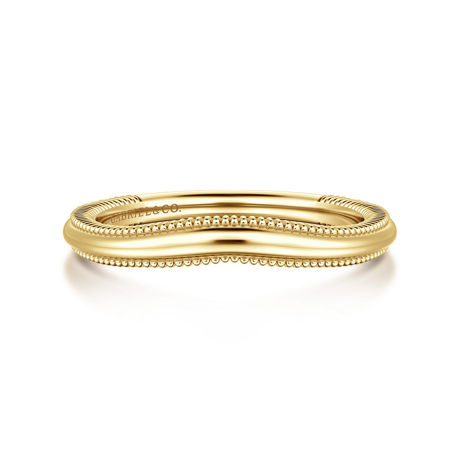 Curved Wedding Ring in 14k Yellow Gold with   at Gabriel & Co. - Shot 1