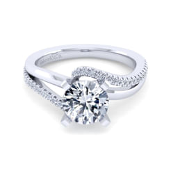 Naomi - 14K White Gold Bypass Round Diamond Engagement Ring