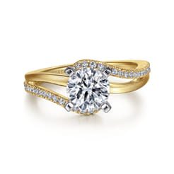 Naomi - 14K White-Yellow Gold Round Diamond Bypass Engagement Ring