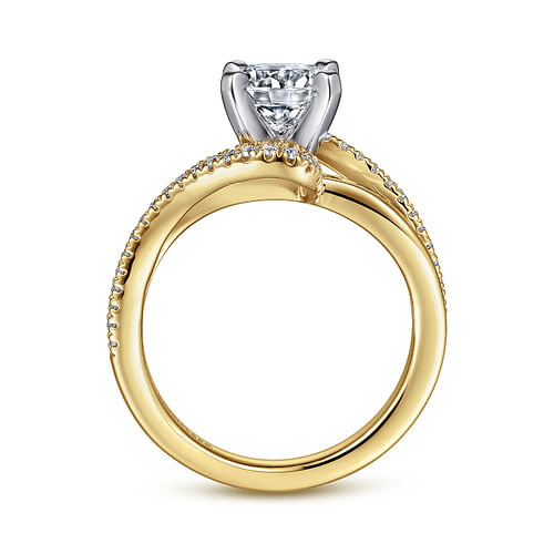 Naomi - 14K White-Yellow Gold Round Diamond Bypass Engagement Ring - 0.19 ct - Shot 2