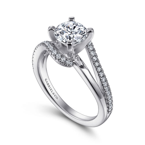 Naomi - Platinum Round Bypass Diamond Engagement Ring - 0.19 ct - Shot 3