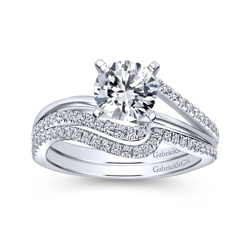 Naomi - Platinum Round Bypass Diamond Engagement Ring - 0.19 ct - Shot 4