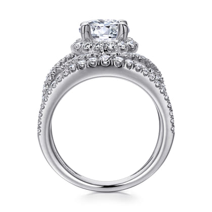 Naples - 14K White Gold Round Halo Diamond Engagement Ring