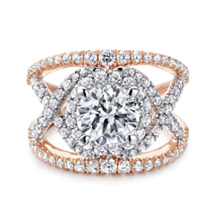 Naples - 14K White-Rose Gold Round Halo Diamond Engagement Ring