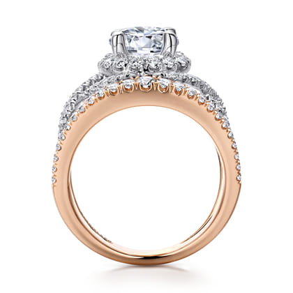Naples - 14K White-Rose Gold Round Halo Diamond Engagement Ring