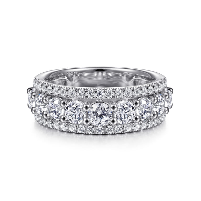Fancy Wedding Ring in 14k White Gold with Round Natural Diamond at Gabriel & Co. - Shot 1