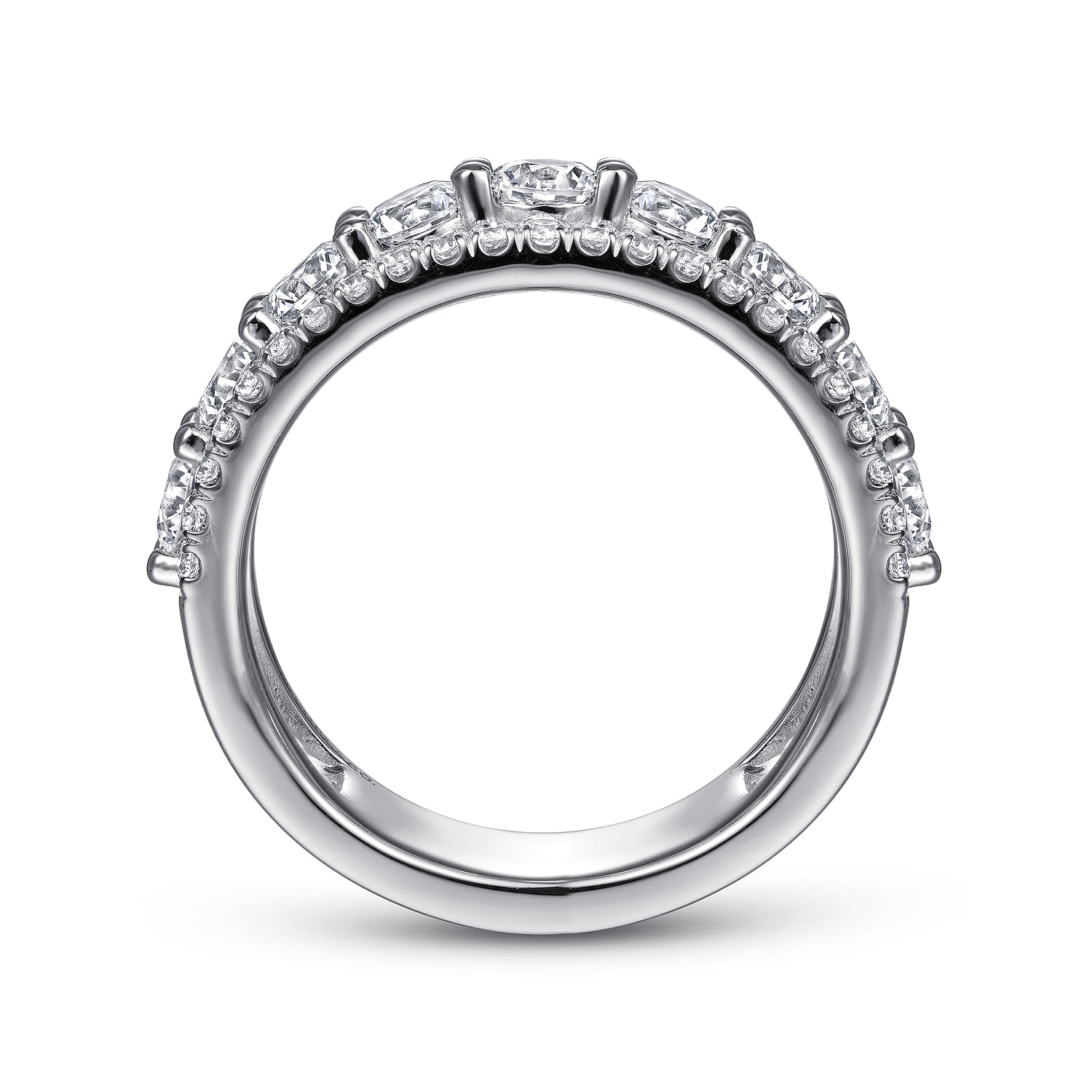 Fancy Wedding Ring in 14k White Gold with Round Natural Diamond at Gabriel & Co. - Shot 2