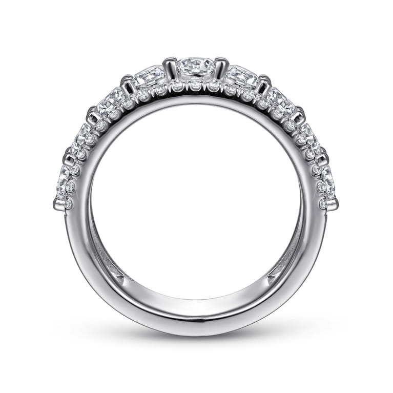 Fancy Wedding Ring in 14k White Gold with Round Natural Diamond at Gabriel & Co. - Shot 2