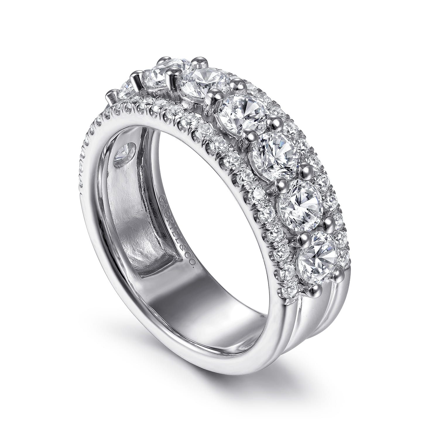 Fancy Wedding Ring in 14k White Gold with Round Natural Diamond at Gabriel & Co. - Shot 3