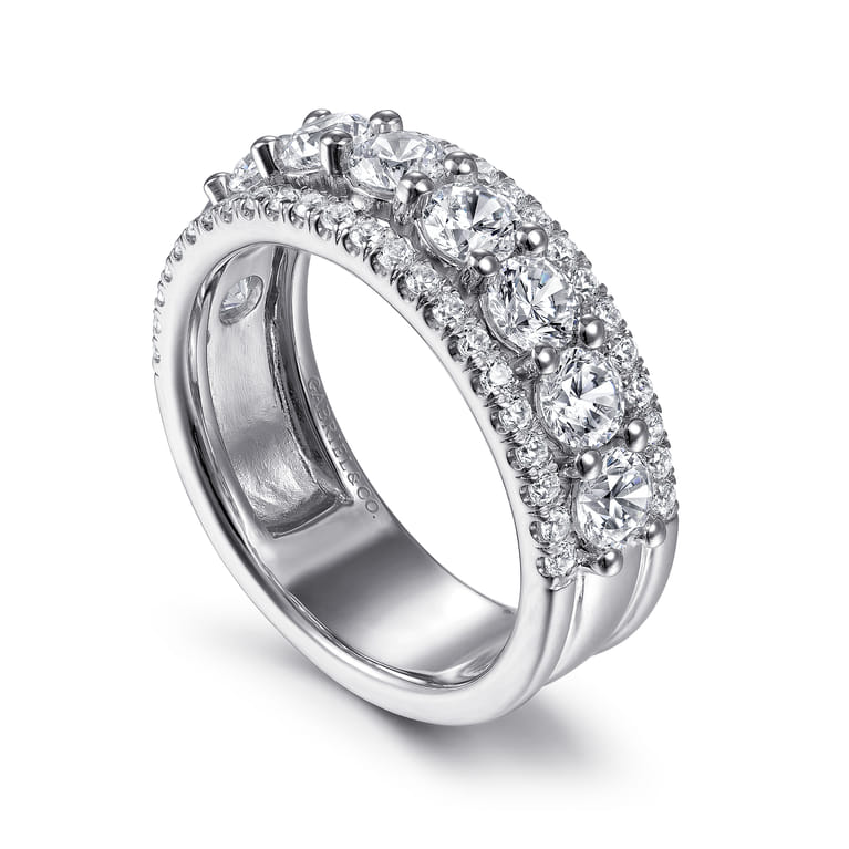 Fancy Wedding Ring in 14k White Gold with Round Natural Diamond at Gabriel & Co. - Shot 3