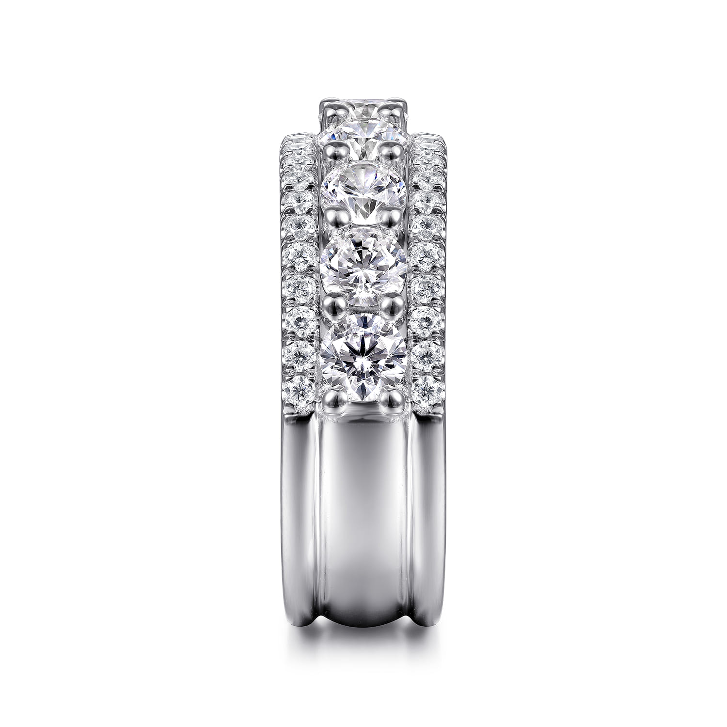 Fancy Wedding Ring in 14k White Gold with Round Natural Diamond at Gabriel & Co. - Shot 4