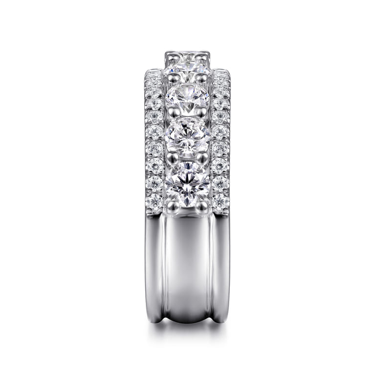 Fancy Wedding Ring in 14k White Gold with Round Natural Diamond at Gabriel & Co. - Shot 4