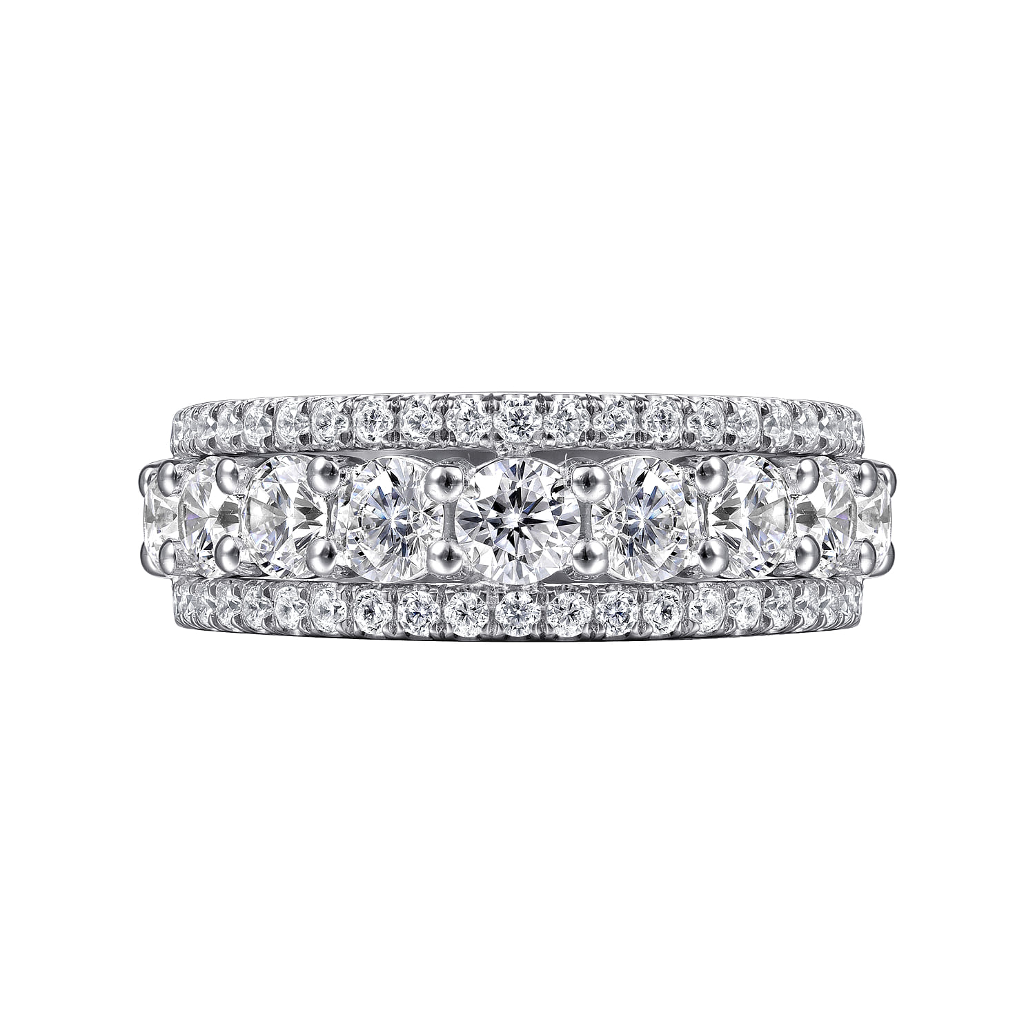 Fancy Wedding Ring in 14k White Gold with Round Natural Diamond at Gabriel & Co. - Shot 5