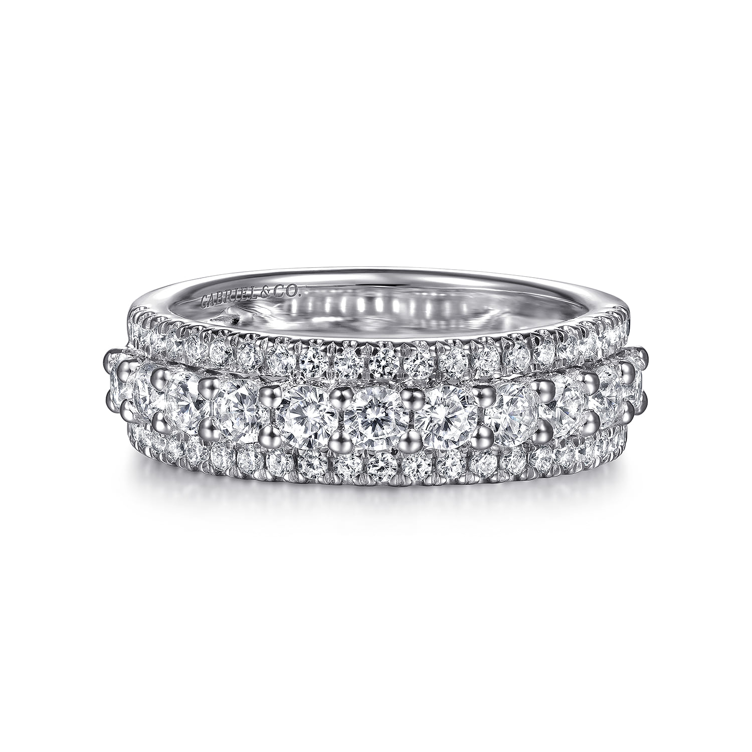 Fancy Wedding Ring in 14k White Gold with Round Natural Diamond at Gabriel & Co. - Shot 1