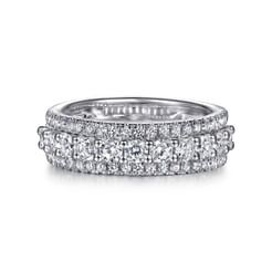 Wide 14K White Gold Diamond Anniversary Band