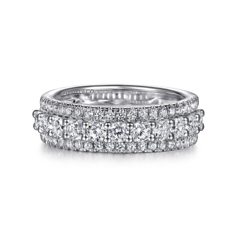 Fancy Wedding Ring in 14k White Gold with Round Natural Diamond at Gabriel & Co. - Shot 1