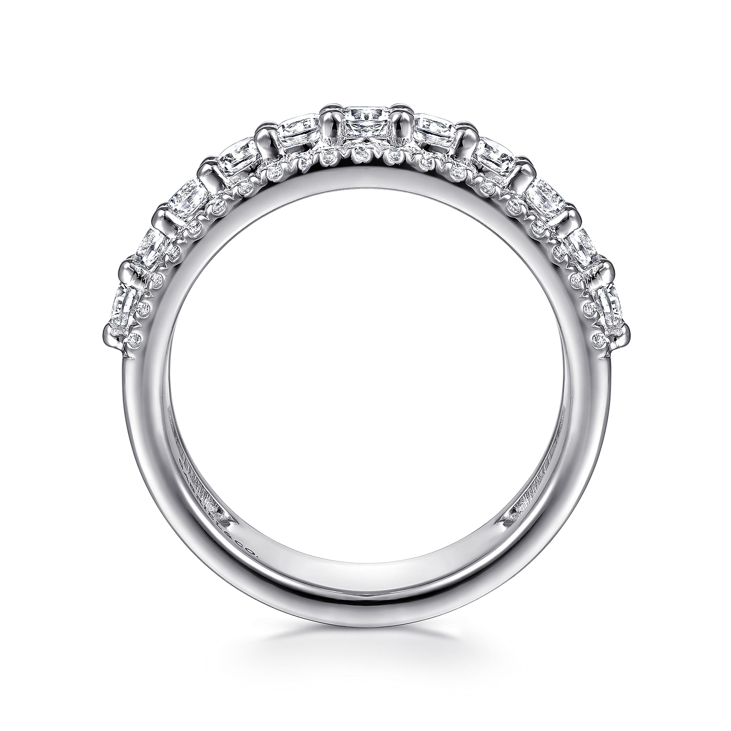 Fancy Wedding Ring in 14k White Gold with Round Natural Diamond at Gabriel & Co. - Shot 2