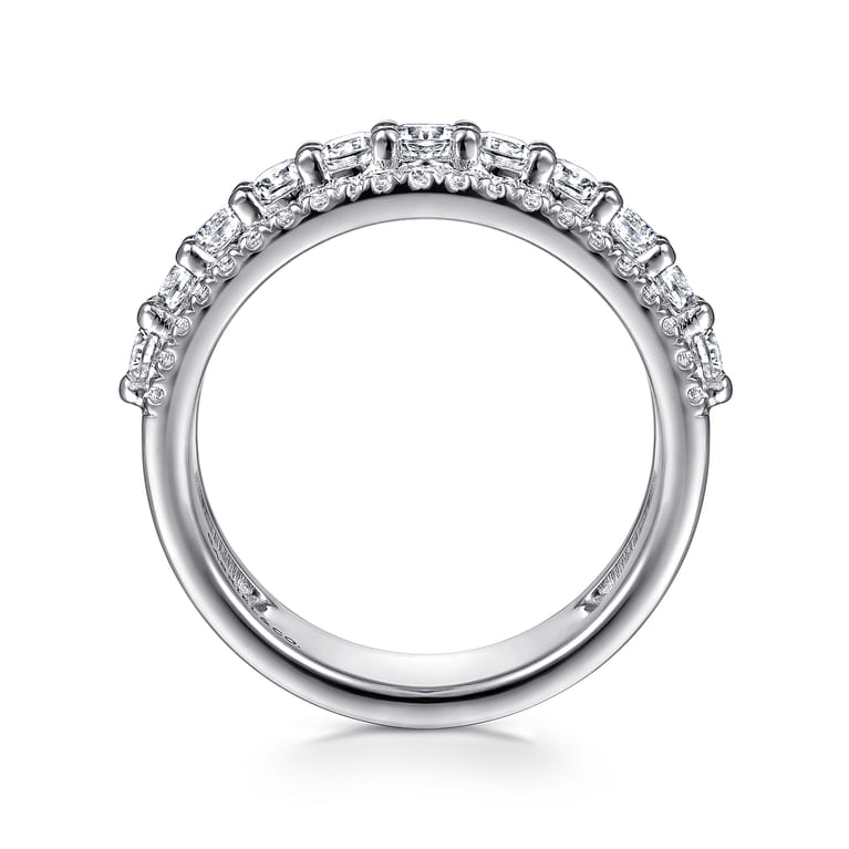 Fancy Wedding Ring in 14k White Gold with Round Natural Diamond at Gabriel & Co. - Shot 2