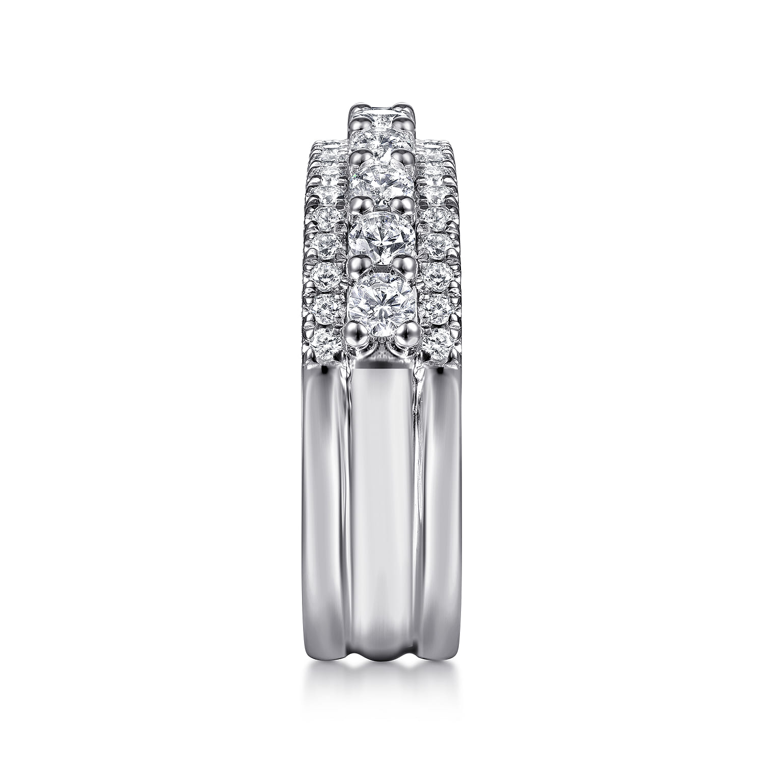 Fancy Wedding Ring in 14k White Gold with Round Natural Diamond at Gabriel & Co. - Shot 4