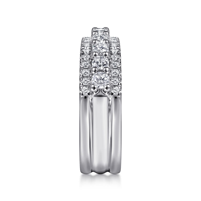 Fancy Wedding Ring in 14k White Gold with Round Natural Diamond at Gabriel & Co. - Shot 4